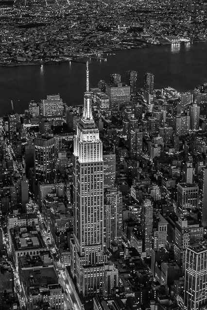 Empire State Building Aerial View BW