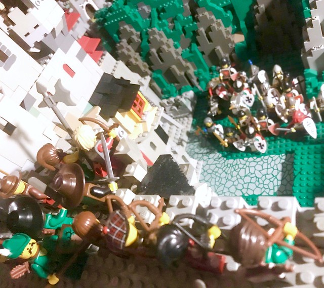 LEGO Classic Castle: Insane leaderless mod of Religious fanatics put forth an ultimatum to the besieged Forestemen ( Toy AFOL figure photography and plastic play and stories ) pic hobby nerds