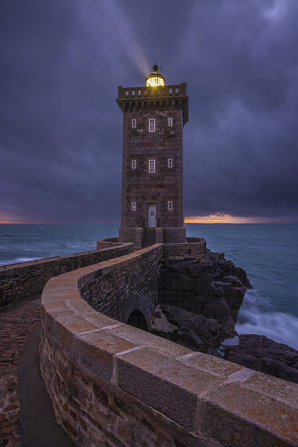Stormy Sunset over Kermorvan Lighthouse, Brittany, France