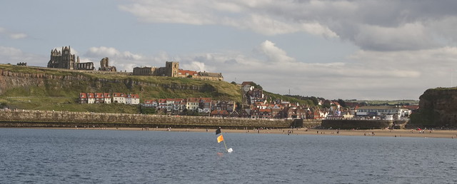 Whitby Beach, Harbour wall and Abbey