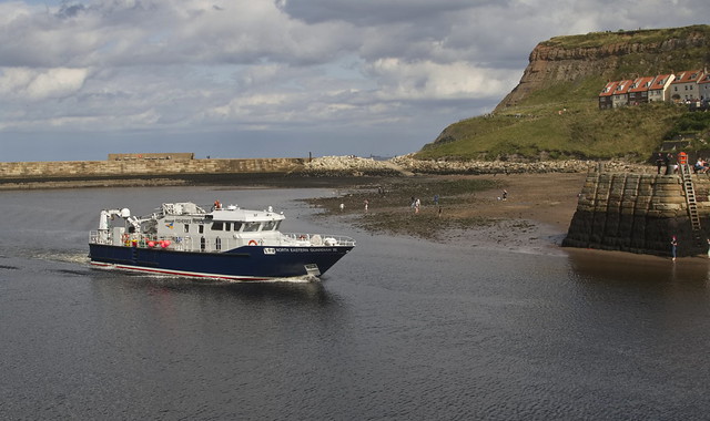 Fisheries  ProtectionVessel North Eastern Guardian III entering Whitby Harbour 23/08/2023
