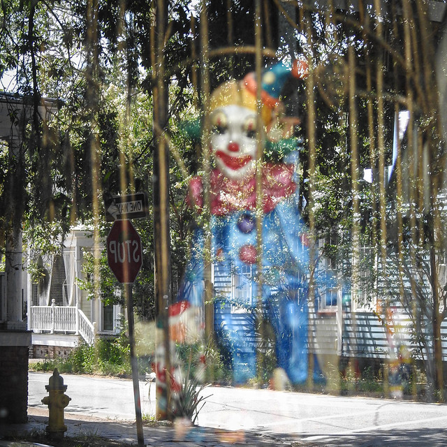 window reflection / clown