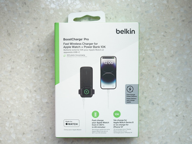 Belkin BoostCharge Pro Fast Wireless Charger For Apple Watch + Power Bank 10K - Box Front