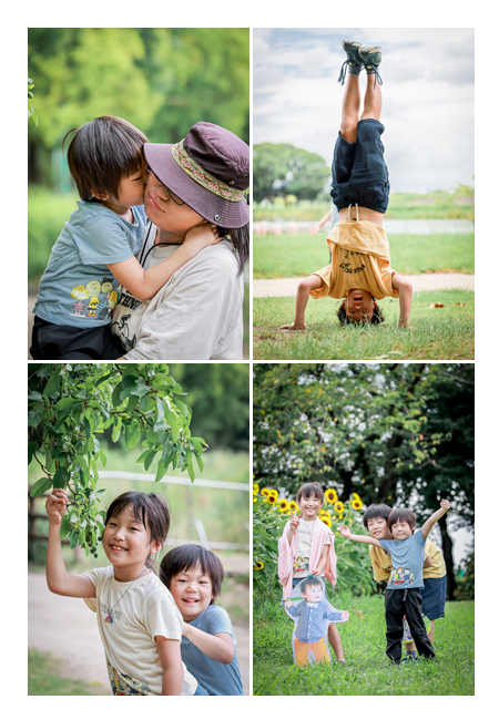 ひまわりシーズンの家族写真のロケーション撮影　名古屋市