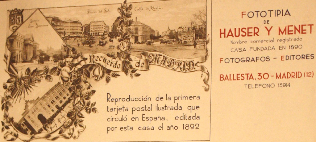 Publicidad de la casa Hauser y Menet a comienzos del siglo XX en la que hacen gala de su historia: primera postal y fundación en 1890