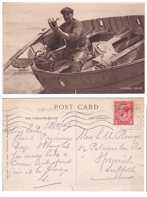 Cromer postcard 1924 - Cromer Crabs