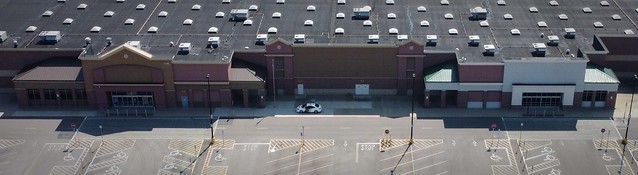 mismatched entrances on former Walmart