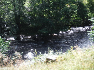 Rushing water on River Eden near start of walk SWC Walk 416 - Nine Standards (Kirkby Stephen Circular or to Garsdale)