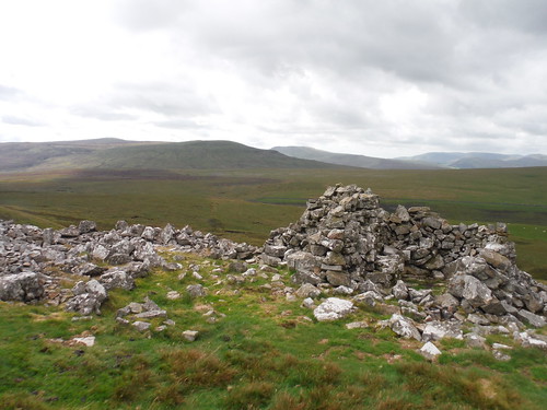 Ruined farm or mining building with High Pike Hill, High Seat and Wild Boar Fell beyond SWC Walk 416 - Nine Standards (Kirkby Stephen Circular or to Garsdale)