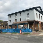 Renovation in progress, Waverly Town Hall (1870), 3100 Greenmount Avenue, Baltimore, MD 21218 Photograph by Eli Pousson, 2021 August 16.
