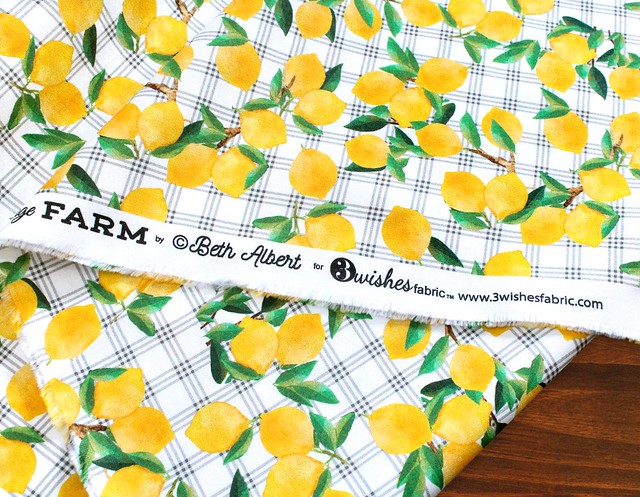 3 Wishes Fabric / White Cottage Farm 20878-WHT-CTN Trailing Lemons