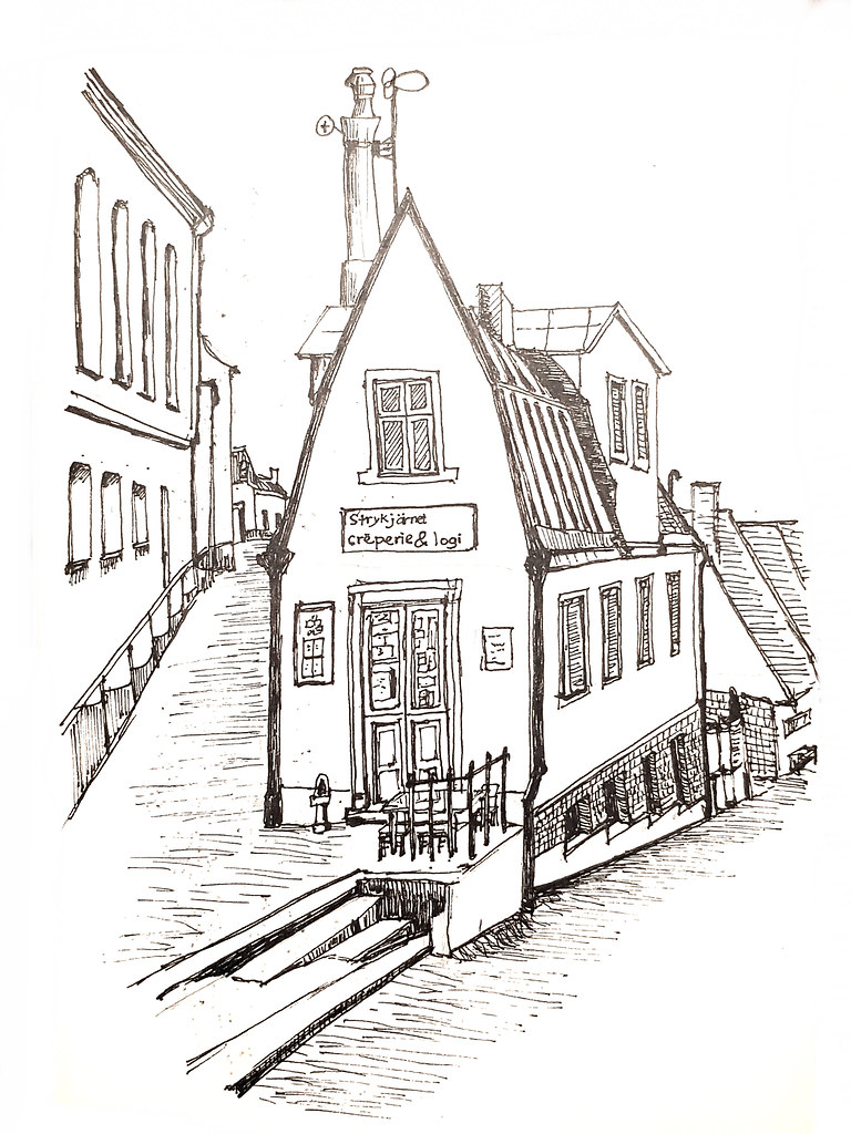 維斯比(瑞典哥特蘭島)的一個餐廳 Restaurant Creperie & Logi in Visby (The island of Gotland in Sweden) - Artline Pen ...