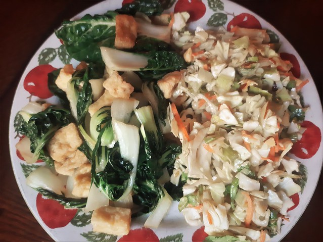 Tofu & Baby Bok Choy with Salad (Vegan)