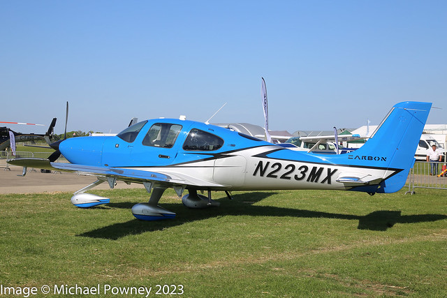 N223MX - 2022 build Cirrus SR22 GTS Carbon, displayed at Sywell during Aero Expo UK 2023