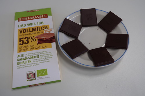 Vollmilchschokolade aus 53% Waslala-Kakao von ETHIQUABLE