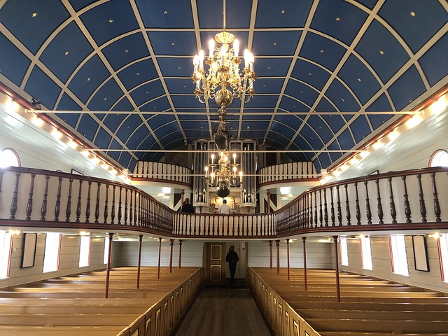 Havnar Kirkja: gallery, chandeliers, and organ, Tórshavn Cathedral, Tórshavn, Faroe Islands