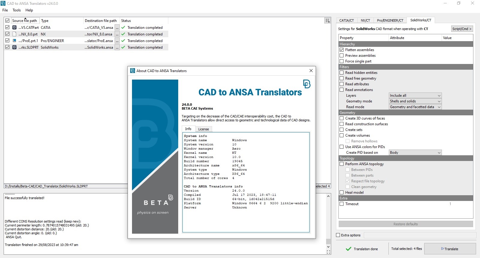 Working with BETA CAE CAD Translator 24.0 full cracked