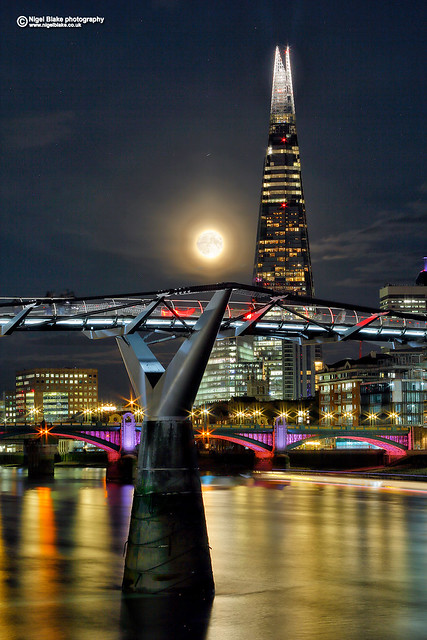 The Blue Super Moon rising over The Thames, London
