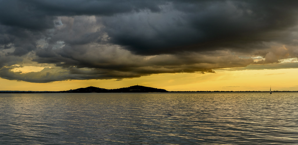 Storm and sunset. Lake Balaton in Hungary