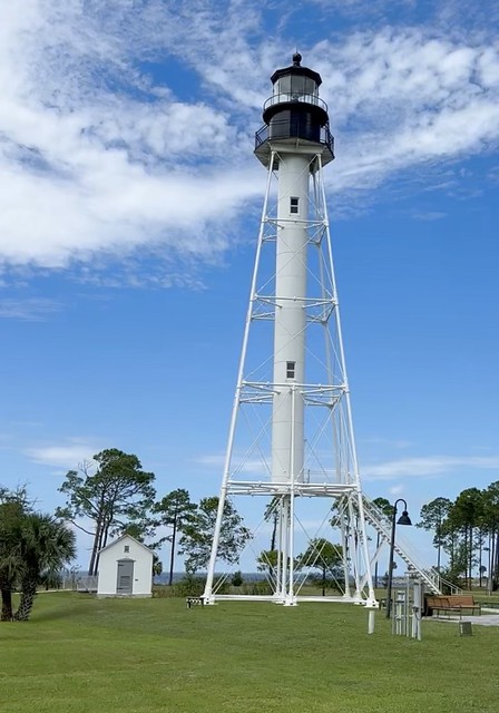 1885 cape San blas lighthouse and oil house in port st joe Florida