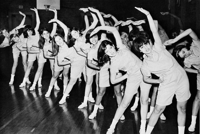Physical Education students excercise at Ursuline Academy 1967 Dallas, Texas