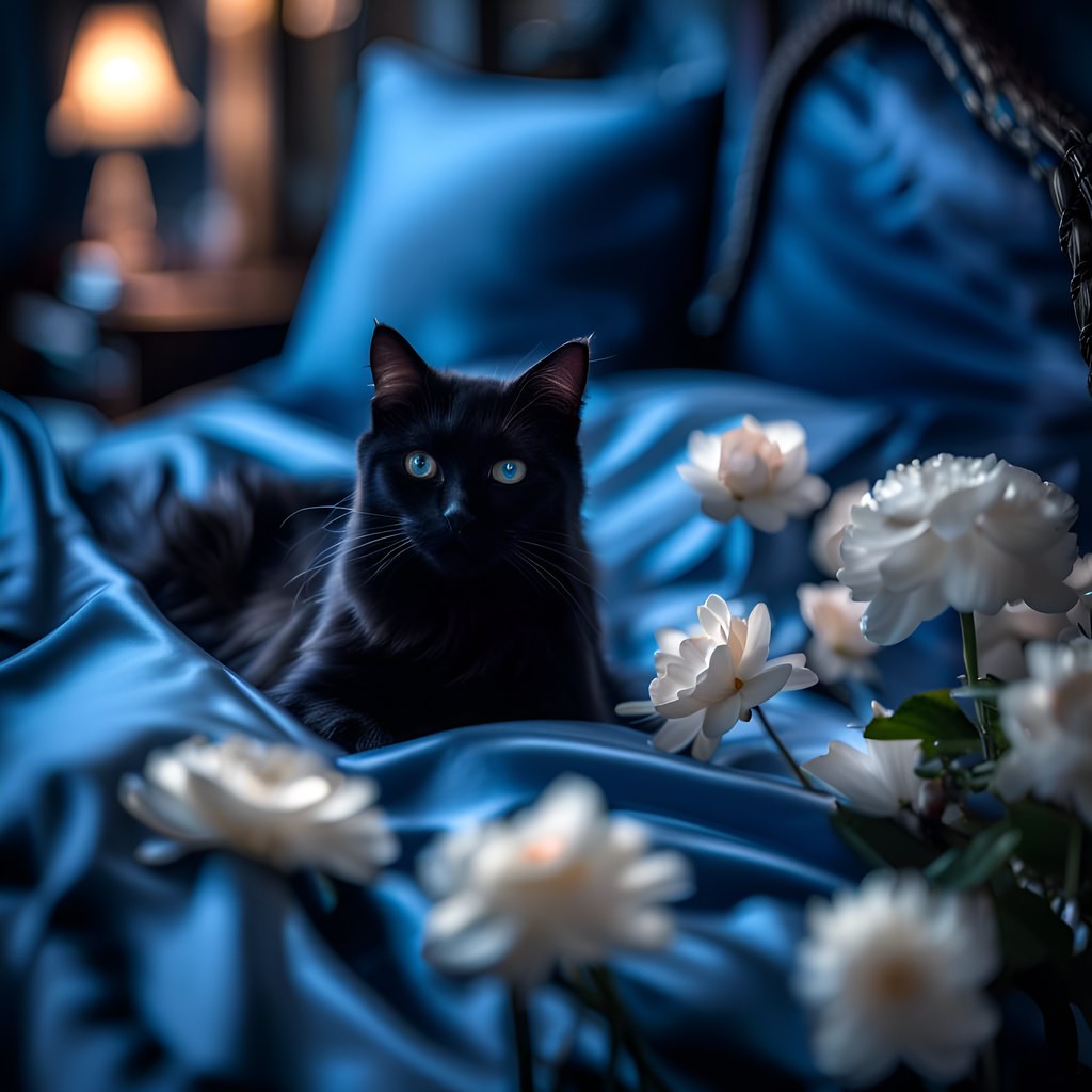 Le chat dans la chambre bleue - The cat in the blue bedroom