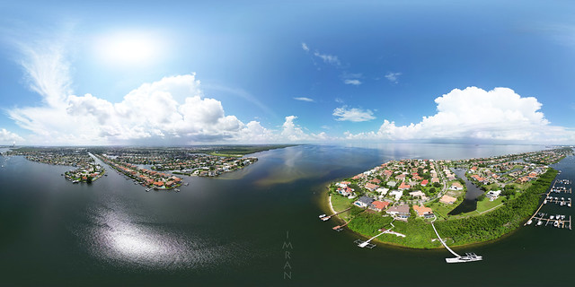 Drone View Looking Towards My Home On Stunning Serenity Over Tampa Bay Florida Day After Hurricane (360°x360°) - IMRAN™