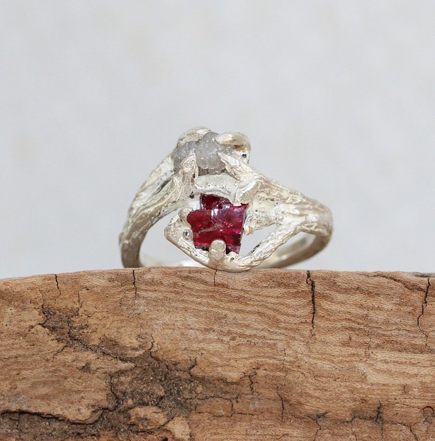 Diamond & ruby twig ring.