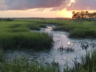 Sunset over Matanzas River marsh
