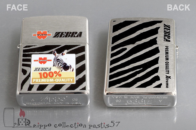Zippo Würth 2008-01 A-08 Würth Zebra 100% Ref 0 41689 55284 8 Reg 200 Brushed Chrome
