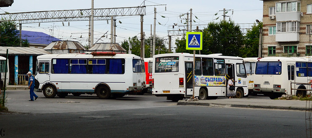 buses on terminal station near Syzran railway station