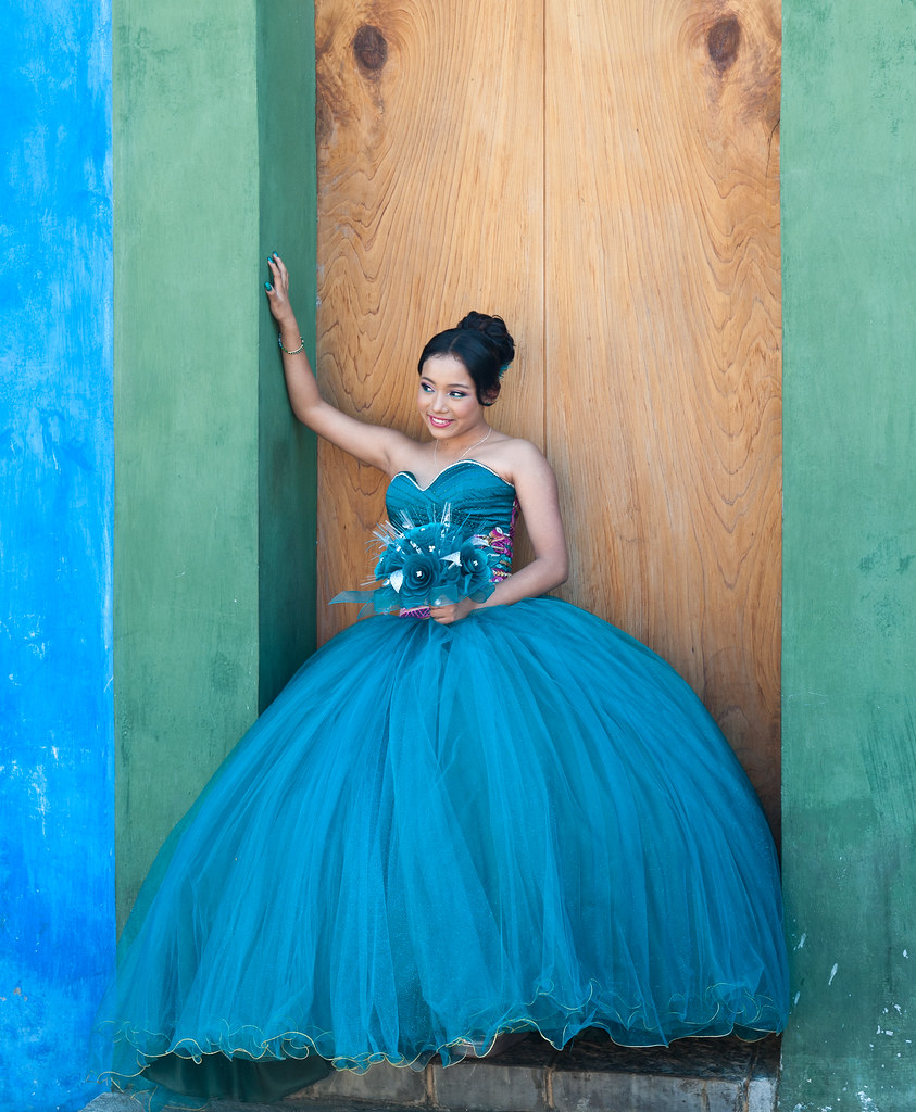 Quinceanera in Blues and Greens