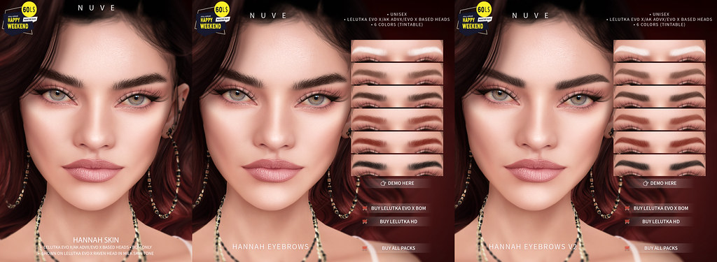 Hannah Skin and Eyebrows – Lelutka Evo X/AK ADVX/Evo X based heads