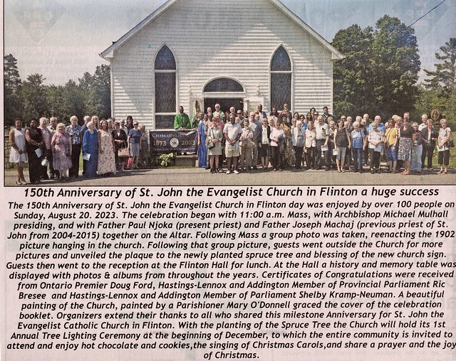 150th Anniversary Article in The Tweed News, Aug. 30, 2023