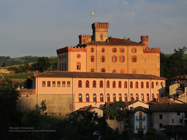 Barolo, castle at sunset