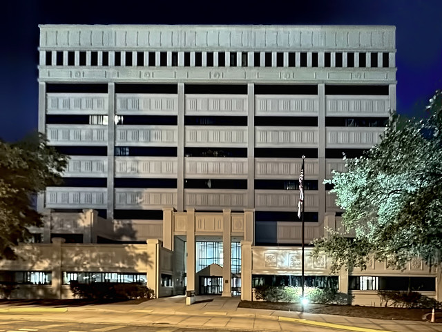 Claude Denson Pepper Building, 111 West Madison Street, City of Tallahassee, Leon County, Florida, USA / Built: 1989 / Floors: 7 / Exterior Wall: Concrete Block, Stucco / Roof Frame: Reinforced Concrete / Building Type: Commercial Offices