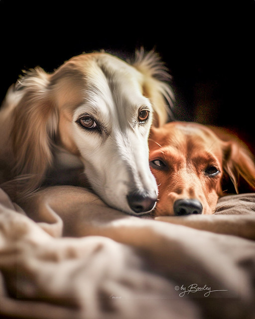 Saluki with pup