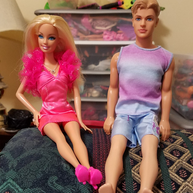 Superstar Barbie (2009) and Beach Party Ken (2008)