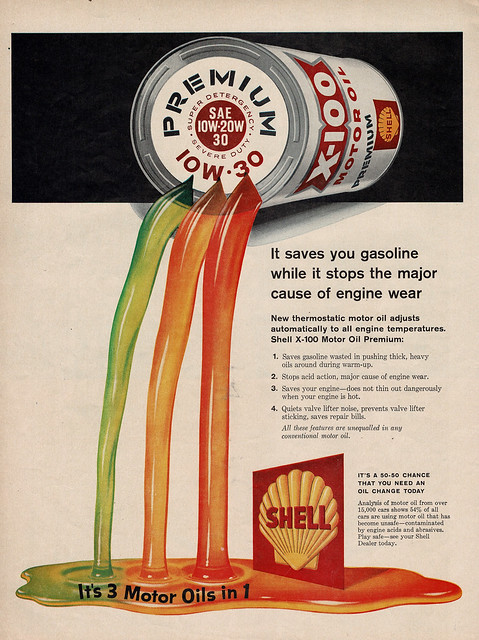 1958 Shell X-100 Motor Oil Premium USA Original Magazine Advertisement