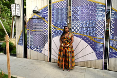 DSC_1925 Tsungai Zimbabwean Cultural Singer In Ghanaian Kente Dress on Location Photoshoot Nobu Japanese Hotel Shoreditch London