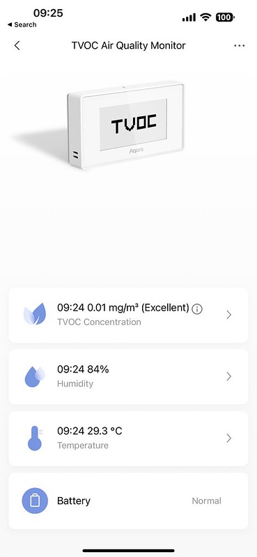 Aqara iOS App - Aqara TVOC Air Quality Monitor