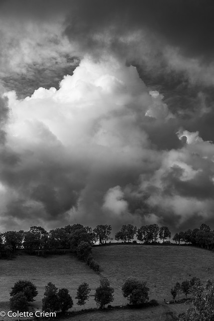 Heavy rain clouds in black and white