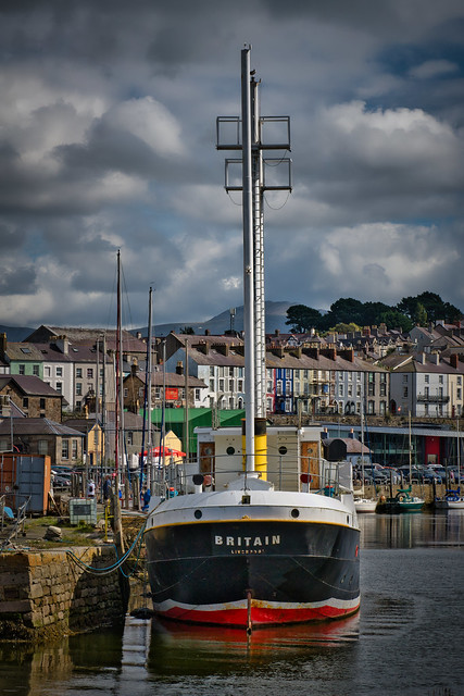 Ex-lightship 'Britain' moored at Caernarfon harbour