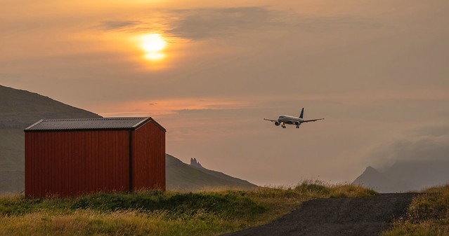 Evening landing on Faroe Islands