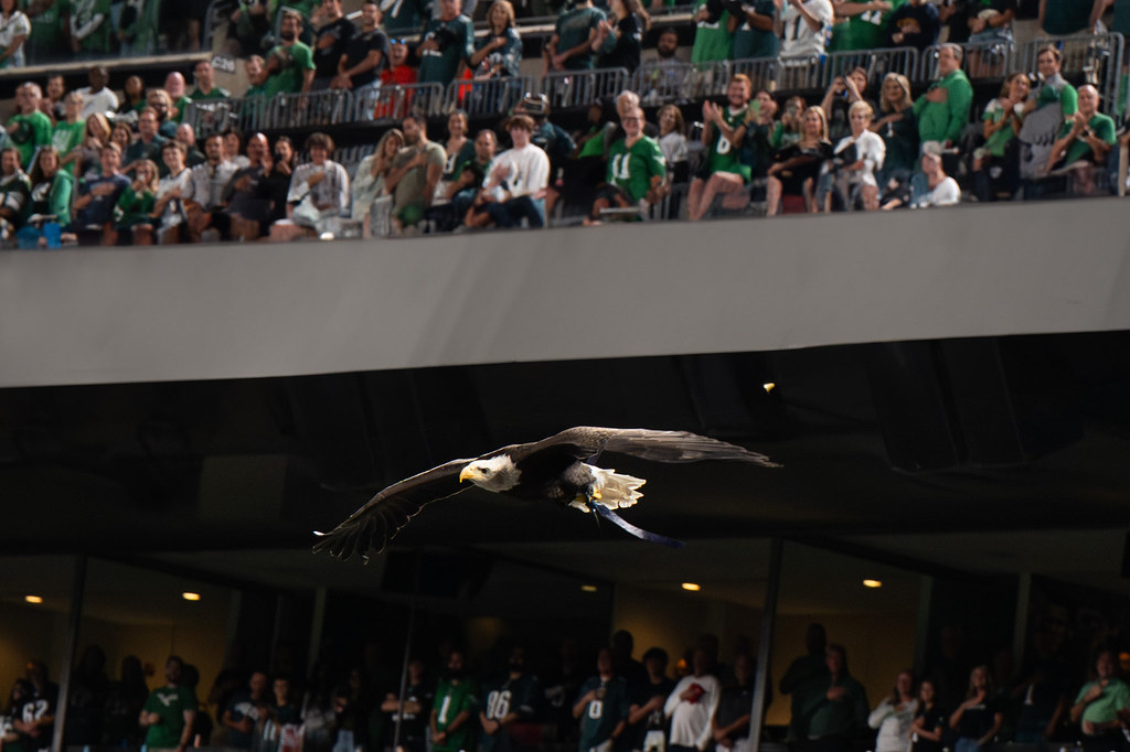 Independence flys at the Eagles stadium