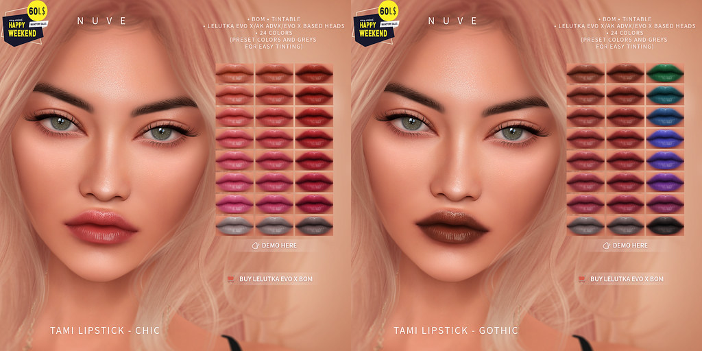 Tami lipstick – Lelutka Evo X/AK ADVX/Evo X based heads