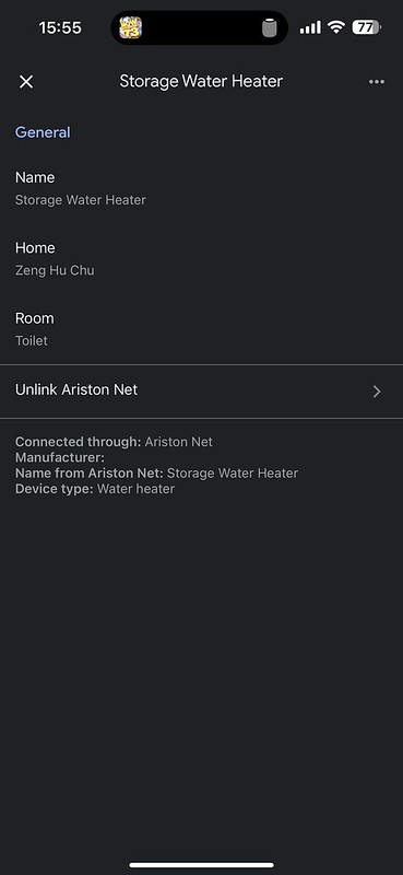 Google Home - Ariston Slim2 Lux-D Wi-Fi - Details