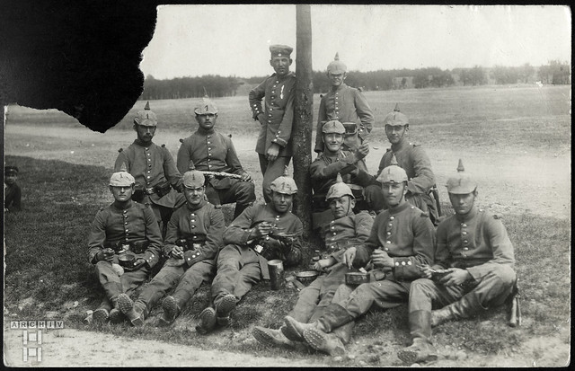 ArchivTappen38(1L)15 Soldaten (front), Gruppe, Uniform, Bayern, 1910er