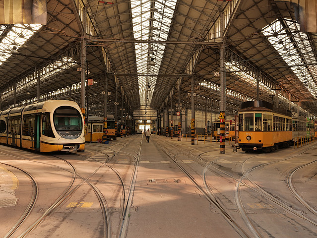 Old & new trams at Milan's Messina Depot