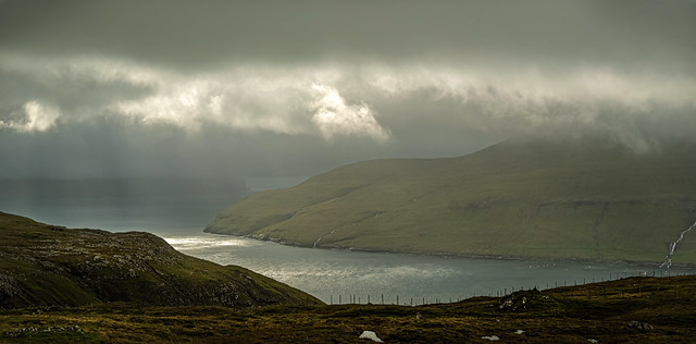 Sun and clouds at Vestmannasund, Faroe Islands